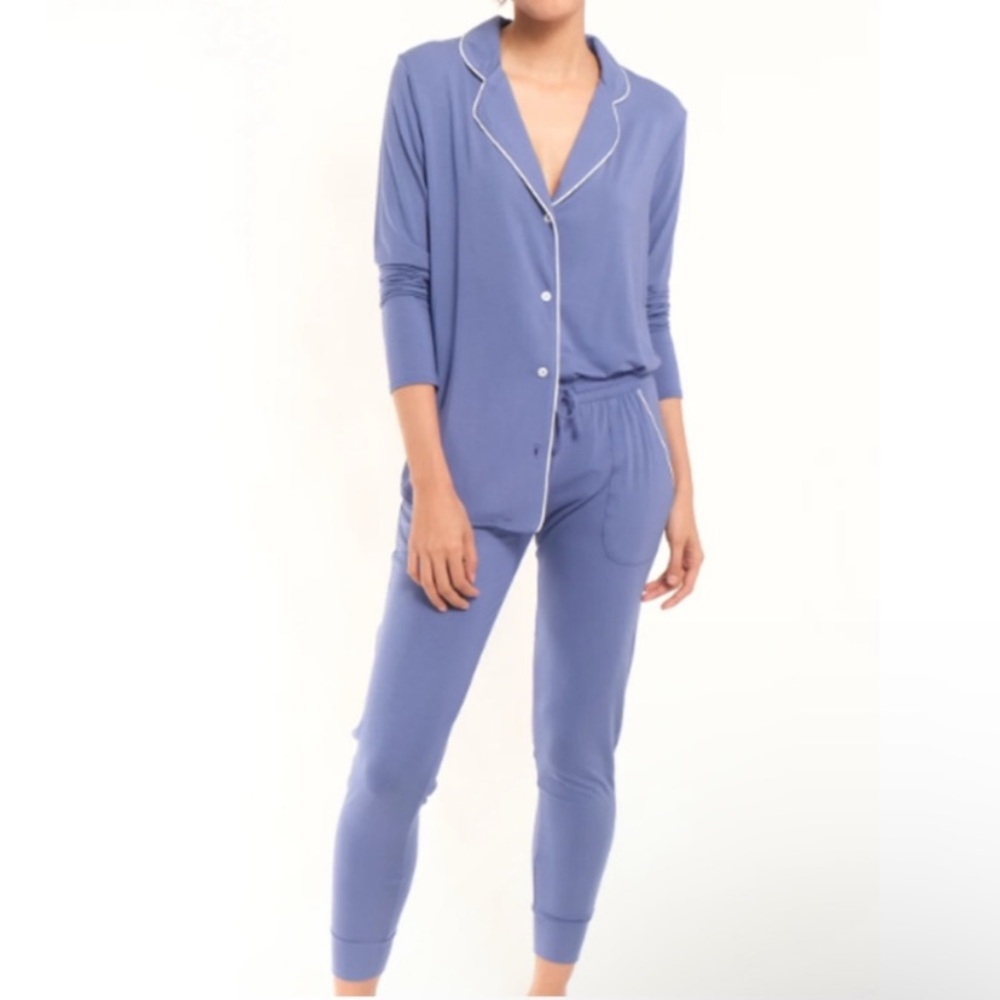 NWT Recliner NYC Luxury Sleepwear Classic PJ Set Marine Blue